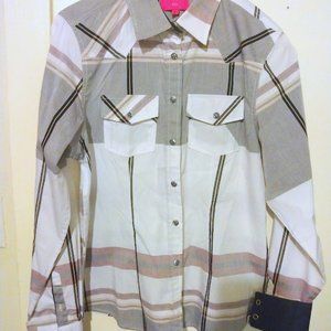 Patrona Pearl Snap Western Shirt Plaid L Westerncore Cowboy Cottagecore Rustic